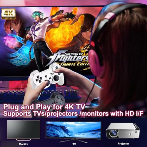4K Wireless Retro Game Stick Console 20000+ Classic Video TV Games, Retro Stick Built in 9 Emulators Plug and Play Video Games for TV