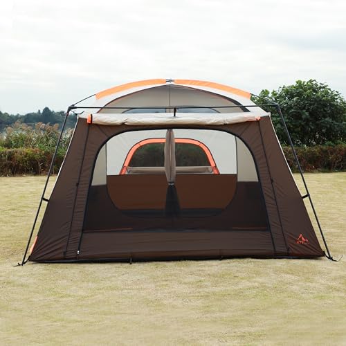 KTT Extra Large Tent 10-12-14 Person(B),Family Cabin Tents,2 Rooms,3 Doors and 3 Windows with Mesh,Straight Wall,Waterproof,Double Layer