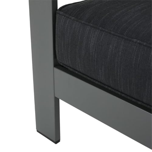GDFStudio Coral Bay Outdoor Grey Aluminum 5 Piece Loveseat Chat Set with Fire Table (Dark Grey)