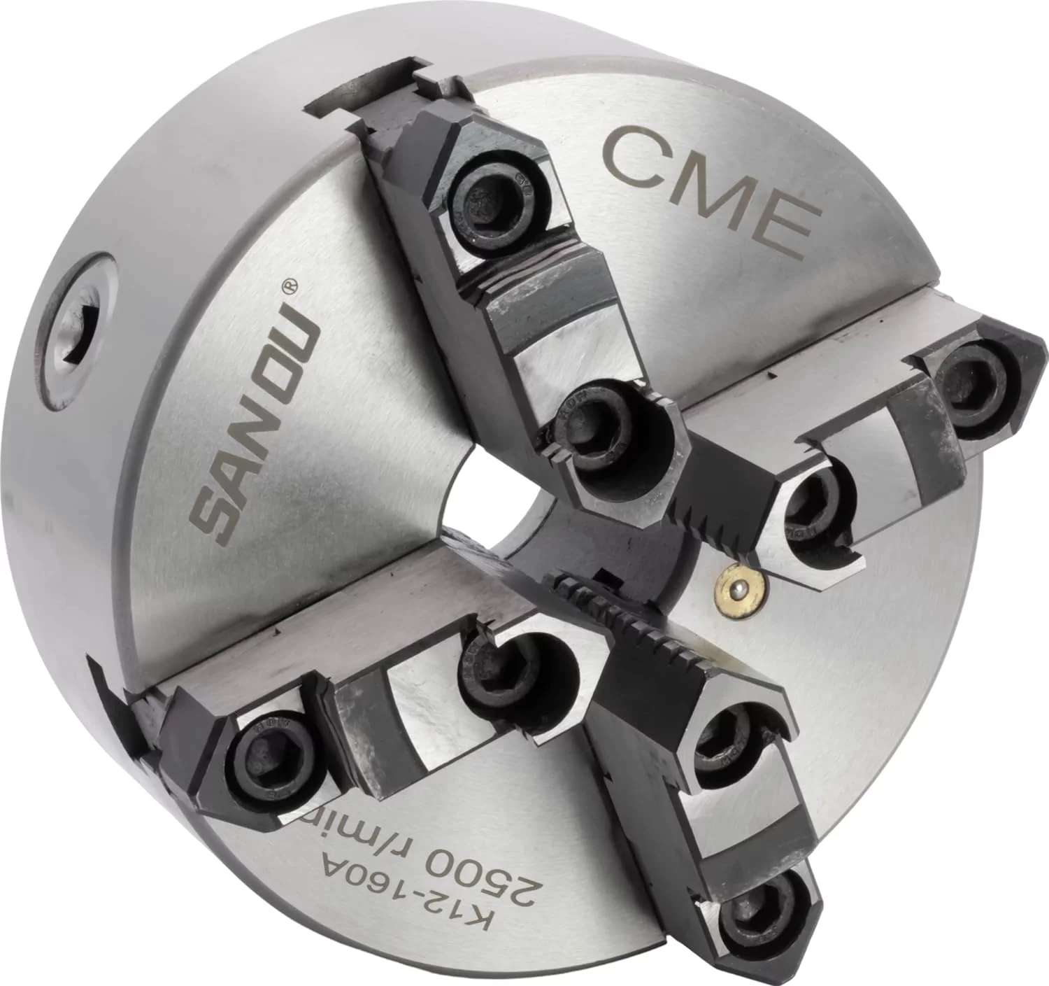 CME 6" 4-Jaw Self-Centering (Scroll) Lathe Chuck, Plain (Flat) Back, Two-Piece Reversible Jaws