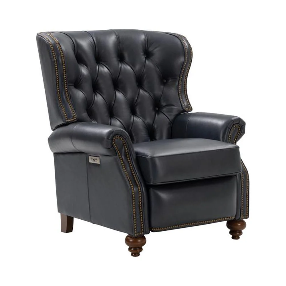 Barcalounger Writer's Chair Power Recliner, Barone Navy Blue / All Leather