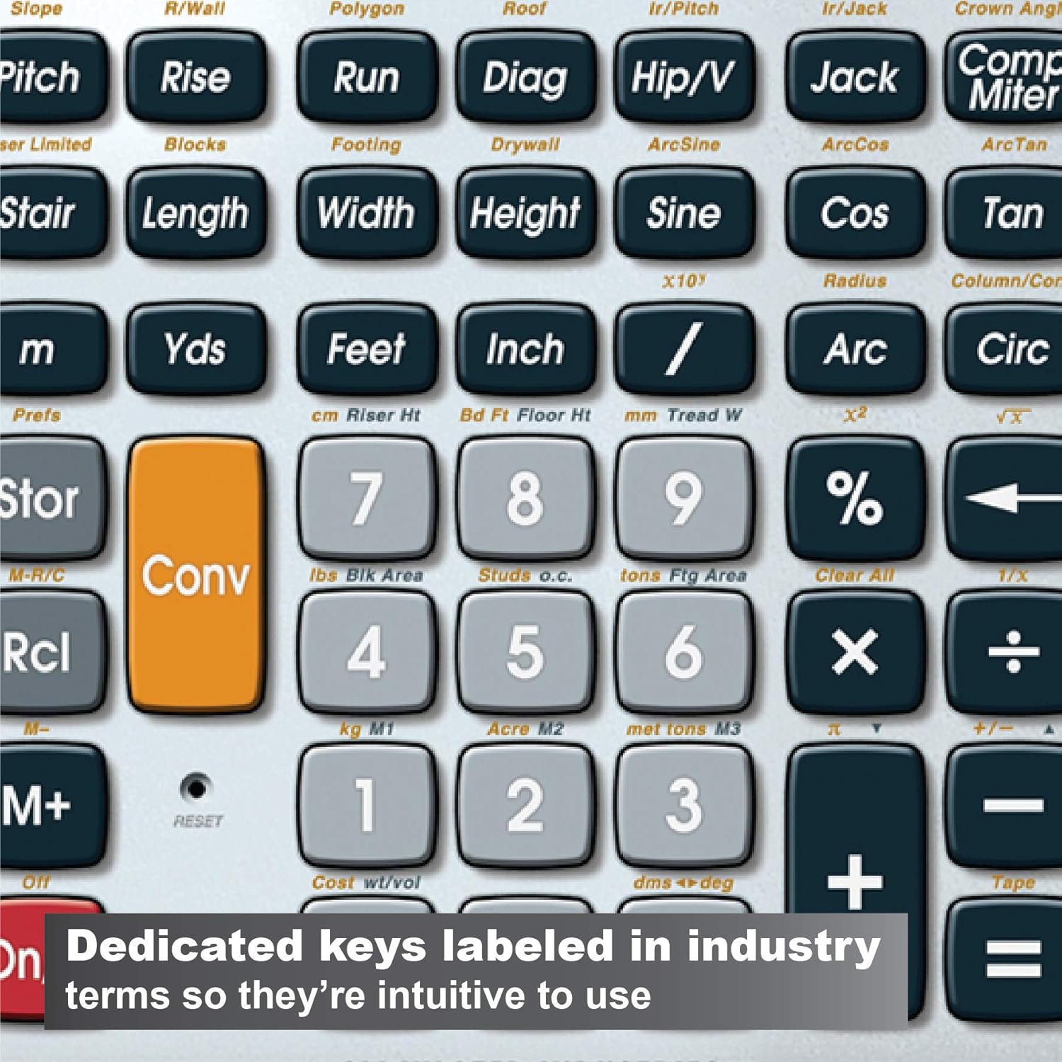 Calculated Industries 44080 Construction Master Pro-Desktop Advanced Construction Math Feet-Inch-Fraction Calculator with Trig Tool for Architects