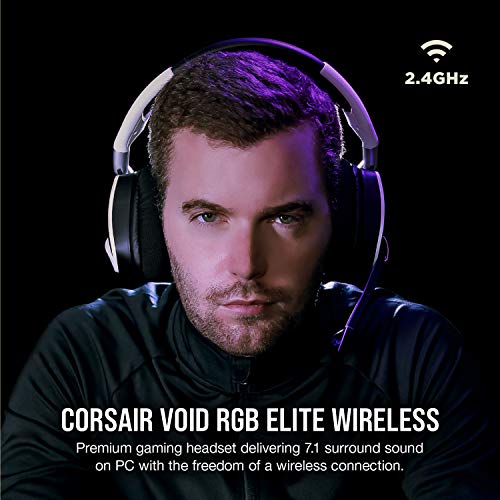 CORSAIR VOID RGB ELITE Wireless Gaming Headset – 7.1 Surround Sound – Omni-Directional Microphone – Microfiber Mesh Earpads – Up to 40ft Range – iCUE