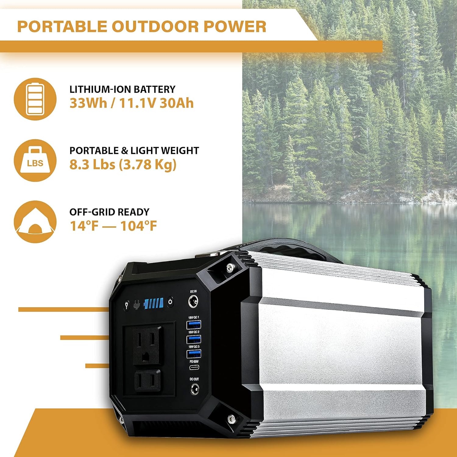 ExpertPower Upgraded Alpha300 Lithium Portable Power Station, 333Wh Solar Generator with 300W AC Output, USB, 12V DC for Outdoor