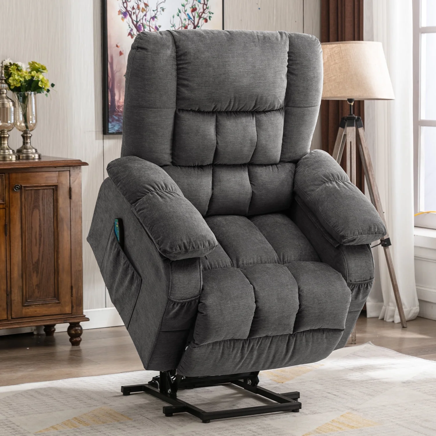 JONPONY Power Lift Recliner Chair Recliners for Elderly with Heat and Massage Recliner Chair for Living Room with Infinite Position and Side Pocket