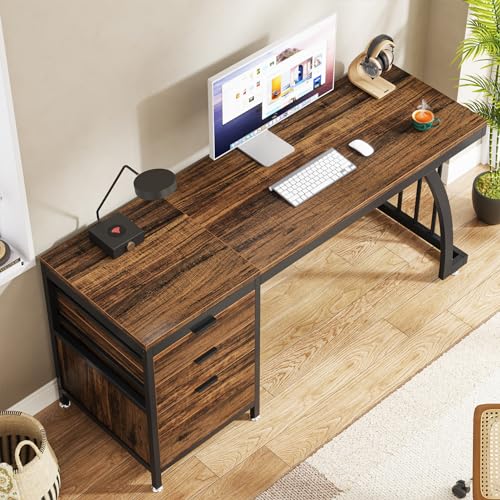 Tribesigns Computer Desk with 3 Drawers, 59-Inch PC Desk with Reversible Drawers