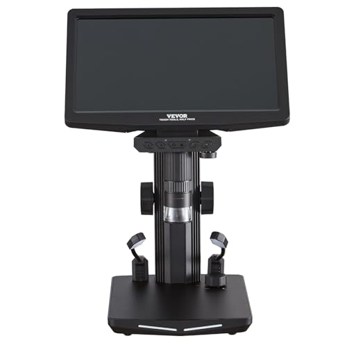VEVOR 10.1" HDMI LCD Digital Microscope for Adults, Soldering Electron Microscope 1300X with IPS Screen, 8 LED Lights, 2 Flexible Side Lights