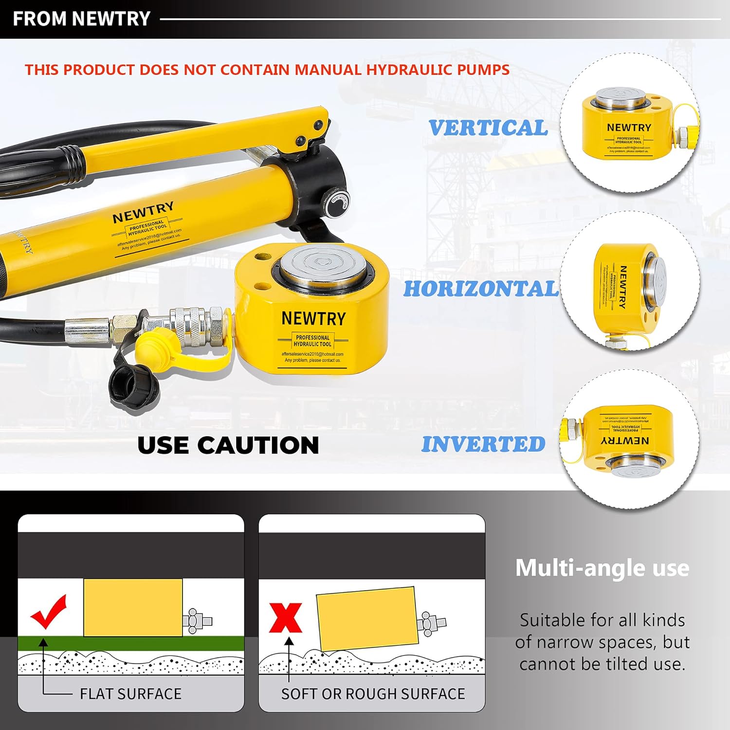 NEWTRY Hydraulic Ram Cylinder 30T Hydraulic Jack Lifting Cylinder Hydraulic Cylinder Jack 0.55” Low Profile Hydraulic Porta Power Ram Jack Mini