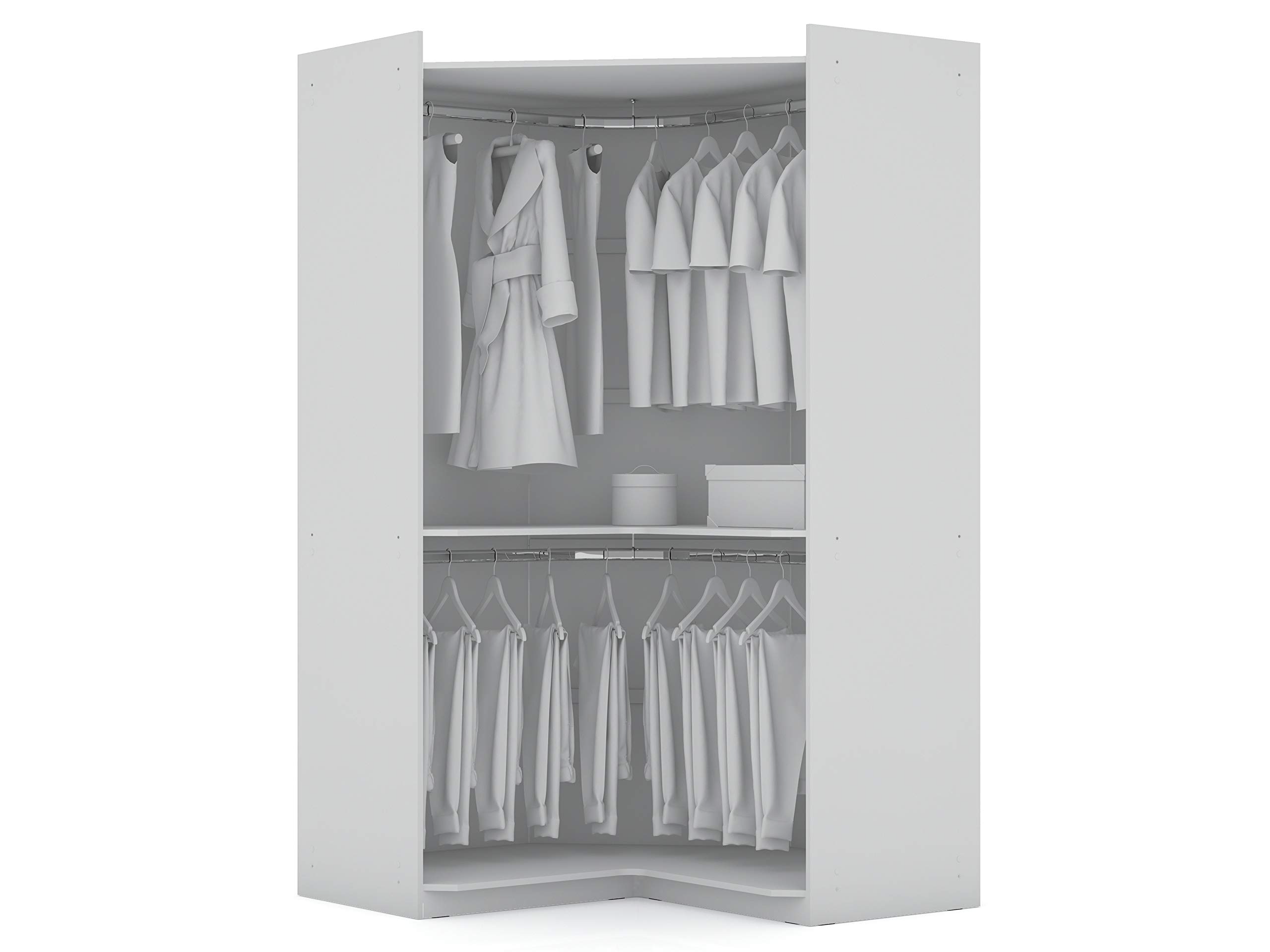 【Furniture】Mulberry Modern Open 3 Sectional Wardrobe Corner Closet with 4 Drawers, Set of 3