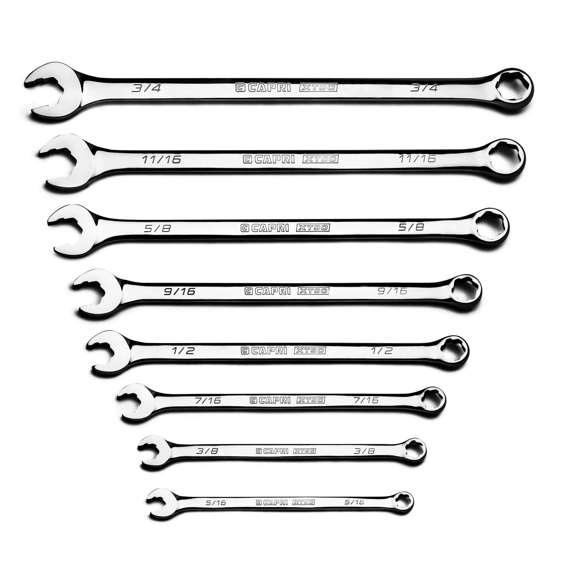 Capri Tools WaveDrive Pro SAE Combination Wrench Set for Regular and Rounded Bolts (8-Piece)