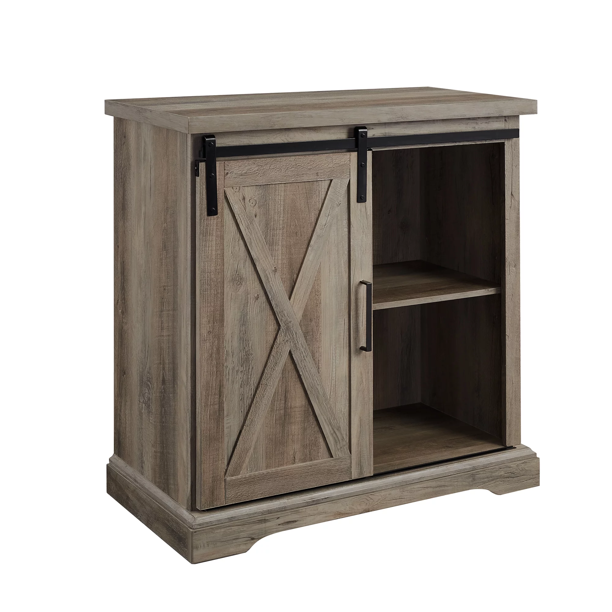Walker Edison Sliding Barn Door Accent Cabinet, Grey Wash