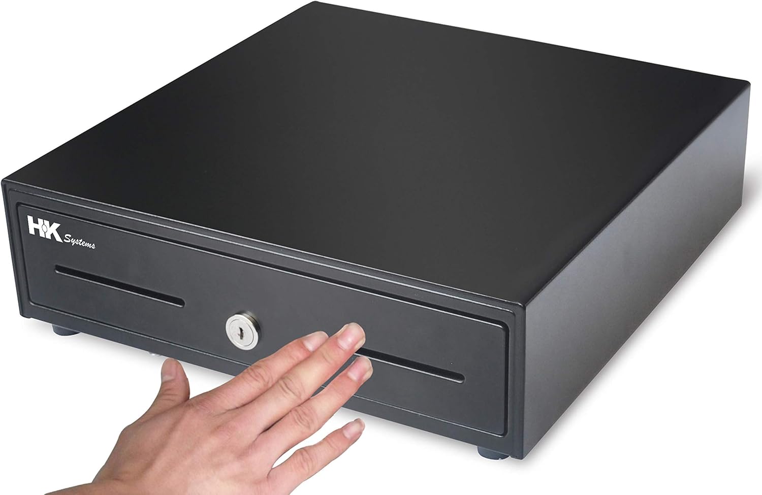 HK SYSTEMS 13 Heavy Duty Black Push Open Cash Drawer, 4B5C with Under Counter Mounting Metal bracket