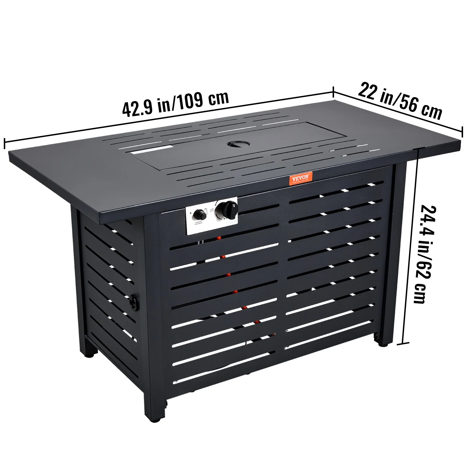 BENTISM 43" Outdoor Propane Gas Fire Pit Table 50000 BTU w/ Glass Tabletop & lid