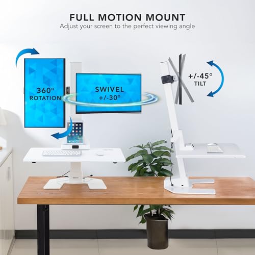 Mount-It! Electric Standing Desk Converter - Motorized Sit-Stand Desk Riser with Monitor Mount