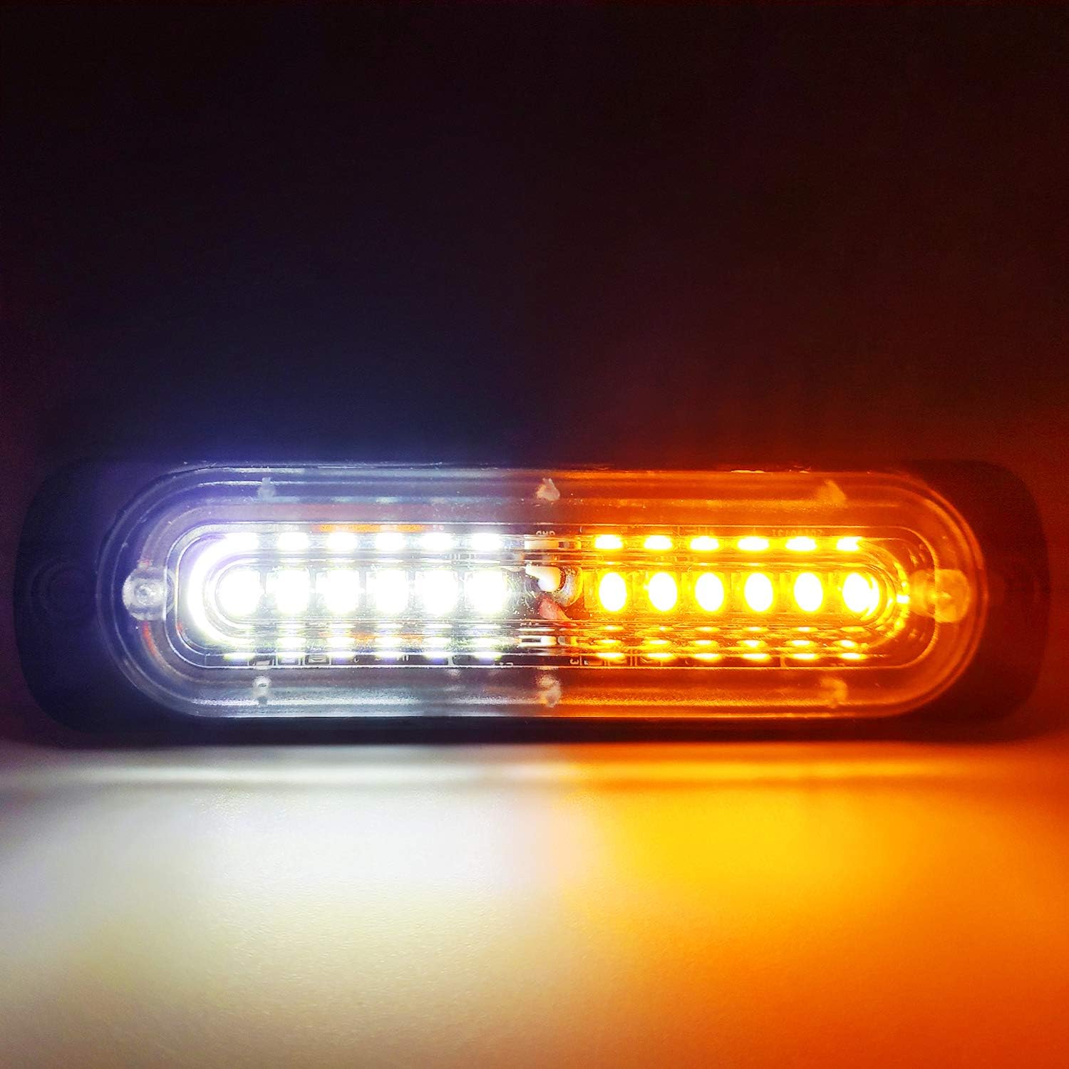 Emergency Strobe Lights, Universal Surface Mount Amber/White Emergency Warning Hazard Flashing Strobe Light Bar for Off Road Vehicle, ATVs