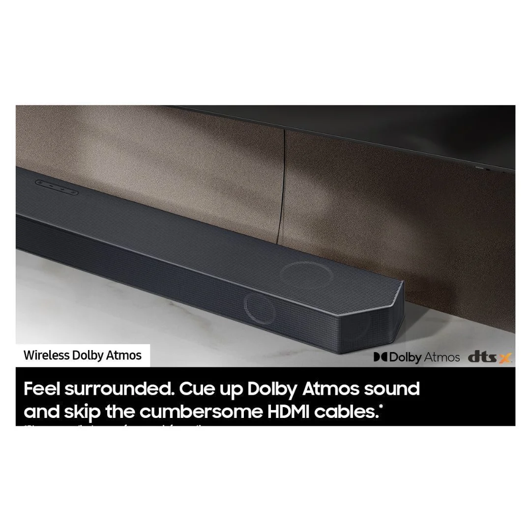 Samsung Q-series 7.1.2 ch. Wireless Dolby ATMOS Soundbar Q900C with Q-Symphony, SpaceFit Sound Pro, and Acoustic Lens Subwoofer