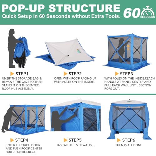 COBIZI 12x12ft Pop up Gazebo Screen Tent Screen House for Camping, Camping Outdoor Screened Gazebo, Canopy Tent