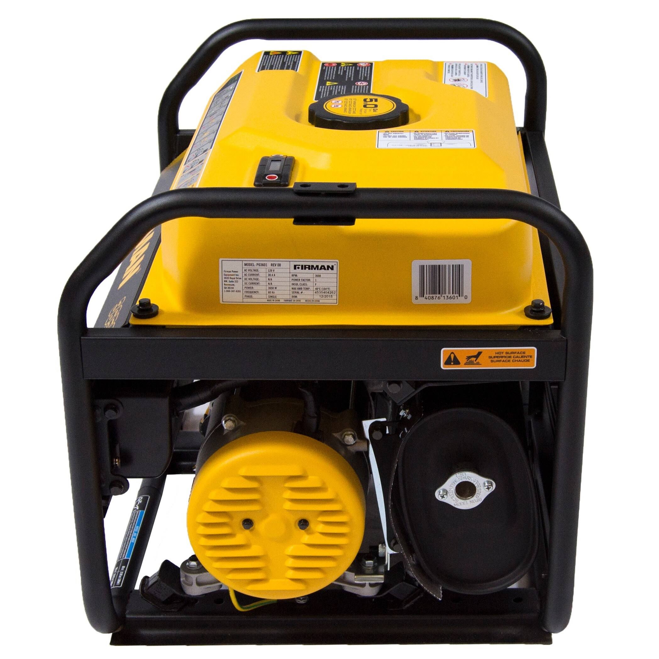 Firman P03607 Portable Generator 3650/4550 Watt GAS Powered u0026 Carb Compliant