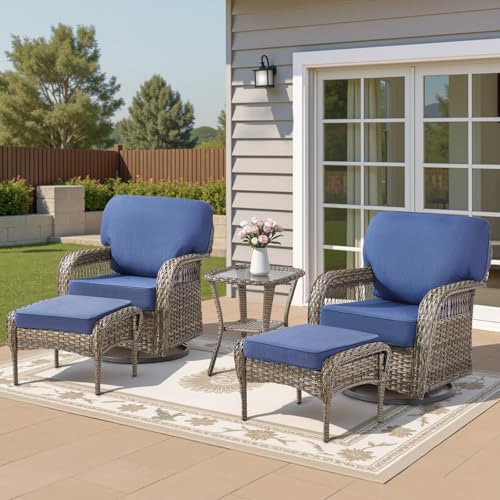 7 Pieces Outdoor Furniture Set with Swivel Chairs