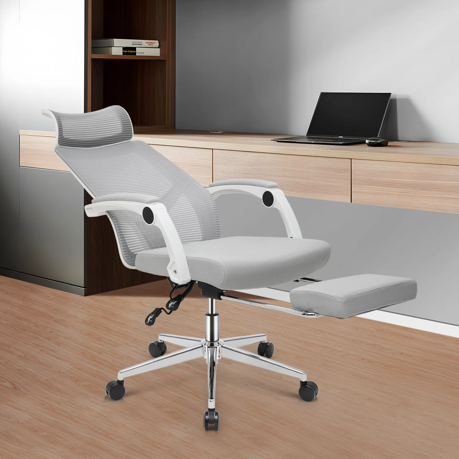 Magshion Ergonomic Office Executive Chair, Adjustable High Back Seat with Headrest & Footrest for Home Office, Grey
