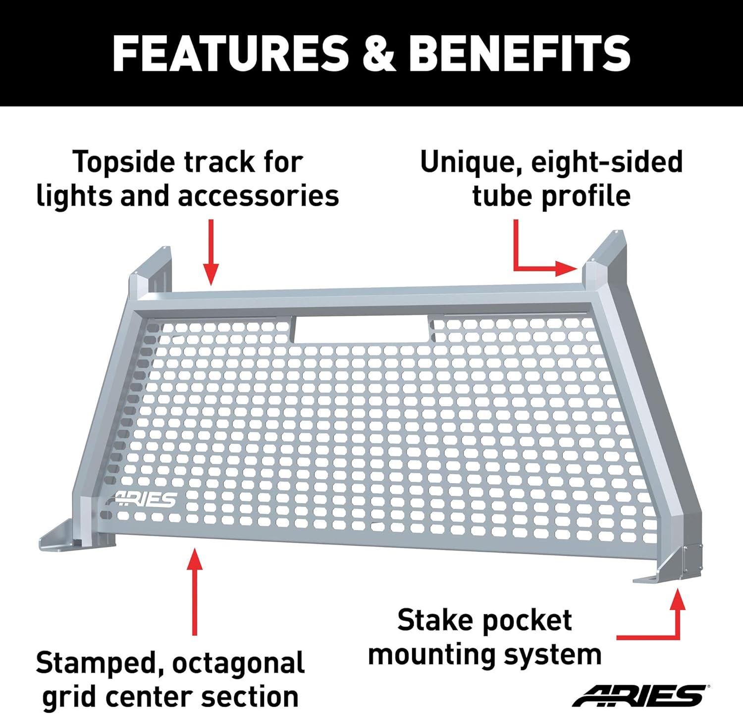 ARIES 1110202 AdvantEDGE Chrome Aluminum Truck Headache Rack Cab Protector, Select Ford F-150