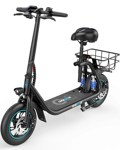 Gyroor Electric Scooter Adults, 20/25 Miles Range 450W Motor up to 15.5/18.6 MPH Speed LCD Display, Electric Scooter with Basket