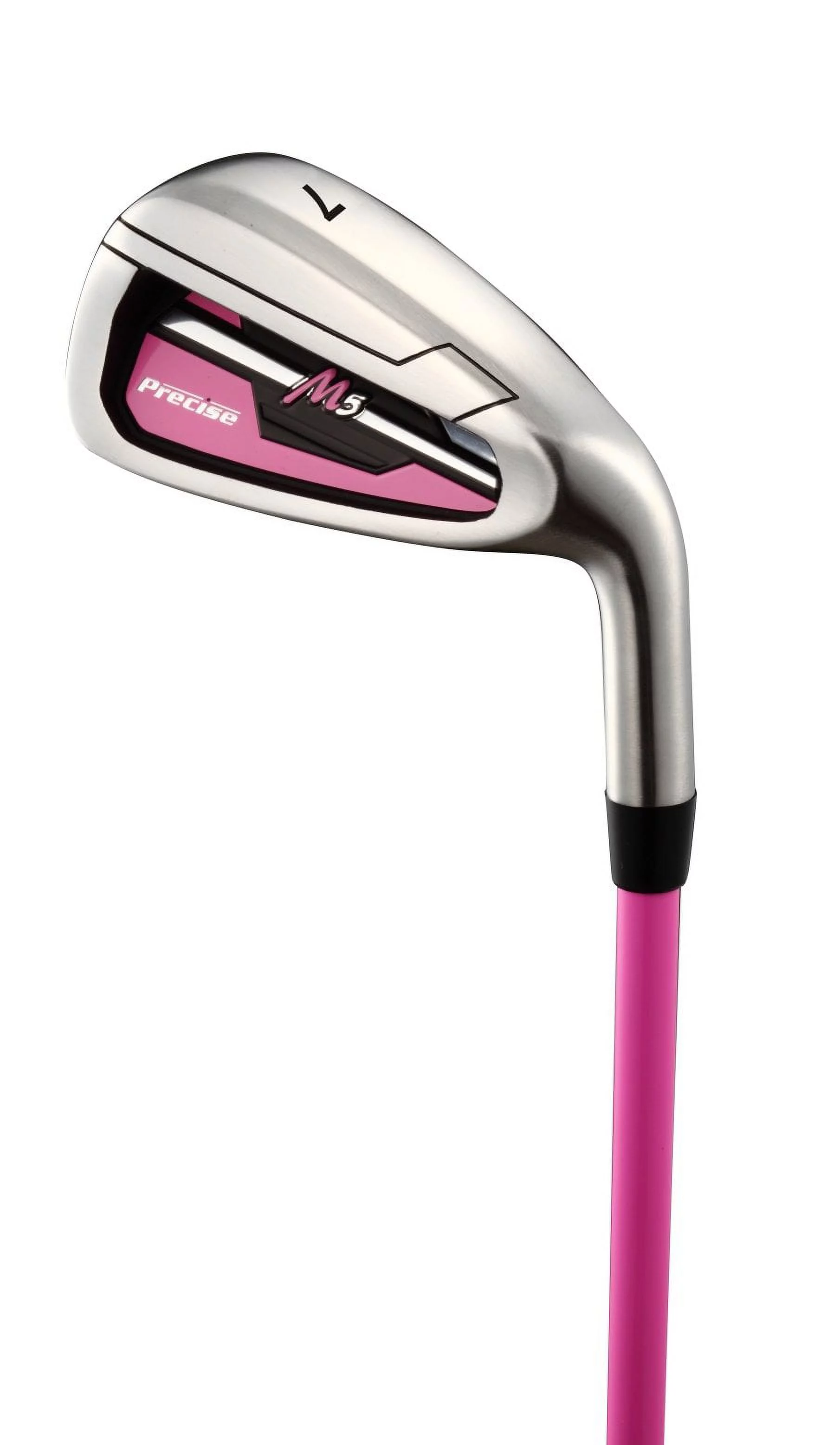top line ladies pink right handed m5 golf club set, includes: driver, wood, hybrid, no. 5,6,7,8,9, pw stainless steel irons, putter
