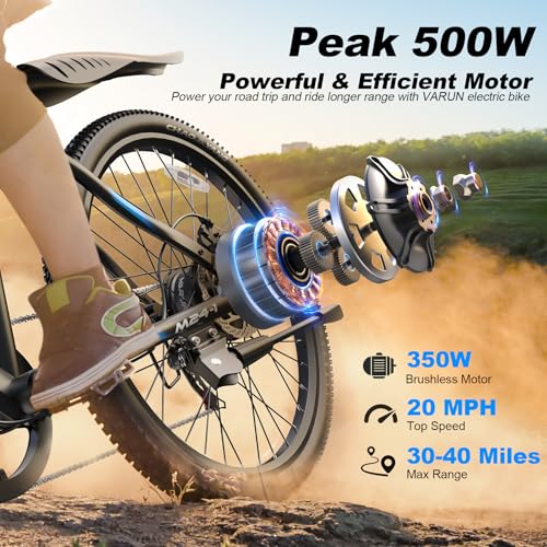 VARUN Electric Bike - Ebikes for Adults 350W (Peak 500W) 20MPH Commuter Ebike with 36V Removable Battery