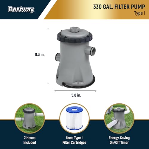 Bestway Steel Pro MAX 12 Foot by 30 Inch Round Above Ground Swimming Pool Set Outdoor Metal Frame Family Pool with Filter Pump, Gray