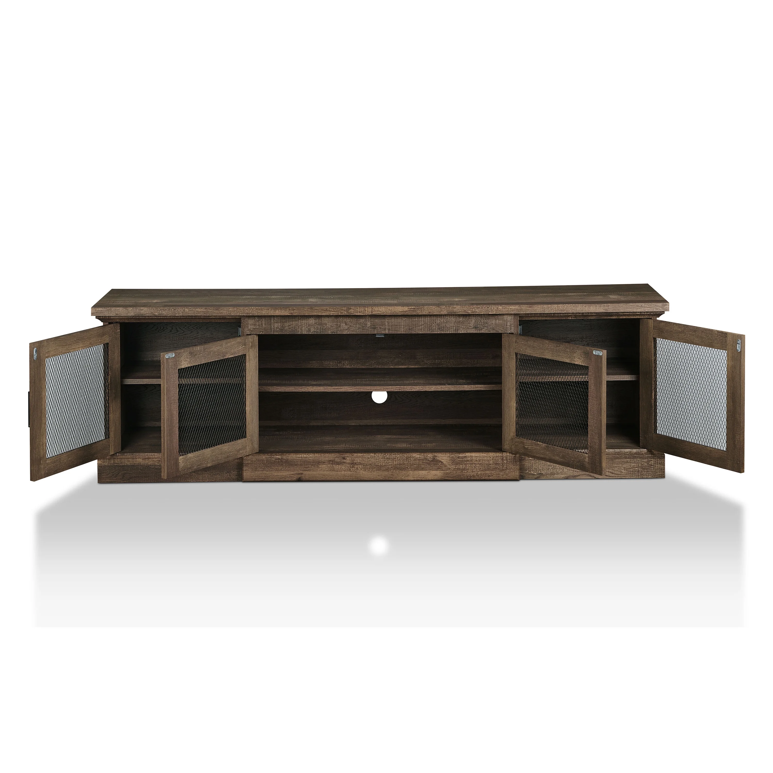 24/7 Shop At Home Rodeo 6 Shelf Rustic TV Stand with Storage, Media Console Entertainment Center, TV Console for Living Room in Reclaimed Oak