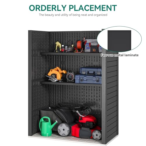 YITAHOME Outdoor Horizontal Storage Sheds w/o Shelf, Weather Resistant Resin Tool Shed, Multi-Opening Door for Storage of Bike, Trash Cans