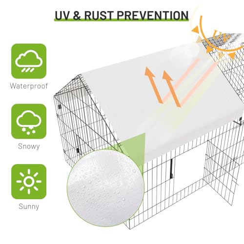 Large Metal Chicken Coop with Run,9.8×13.1×6.6ft Walk-in Poultry Cage