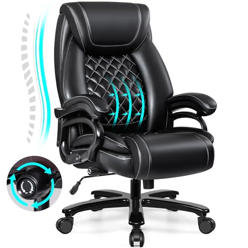 Big and Tall 500lbs Office Chair,Heavy Duty Large PU Leather Executive Desk Chair with Wide Seat