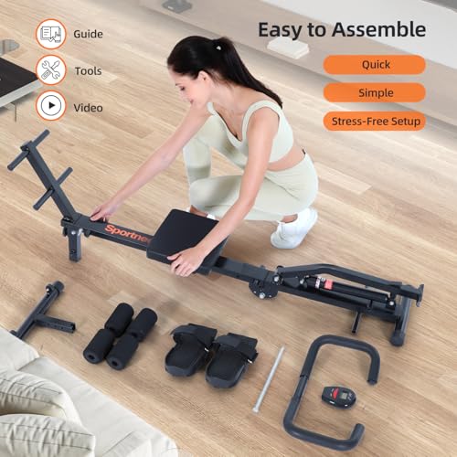 Sportneer Rower Machine for Home Foldable Hydraulic Rowing Machine with 12-Level Resistance