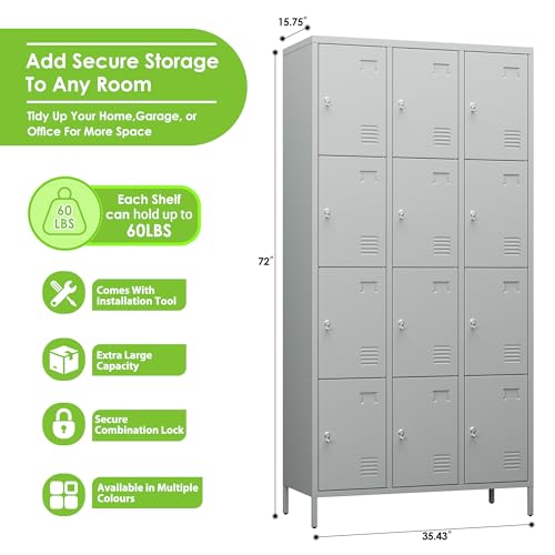 6 Door Metal Storage Locker 18 Hooks,Metal Locker for Employees with Lock for School Garage Office Gym Bedroom,Assembly Required