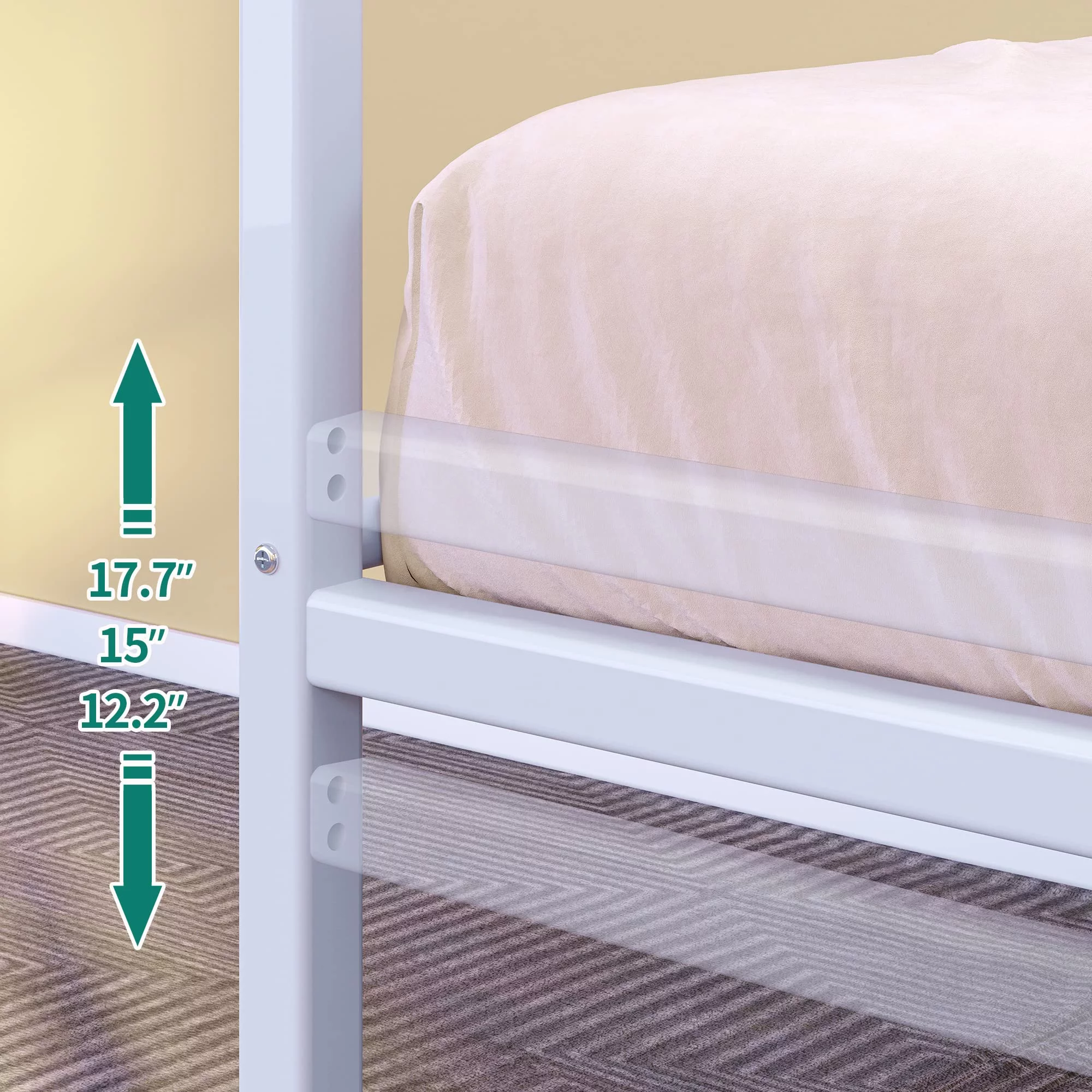 Dextrus Twin Daybed with Pull Out Trundle/Steel Slat Support/Space Saving Adjustable Height Trundle Bed and Multi-Functional Furniture for Living