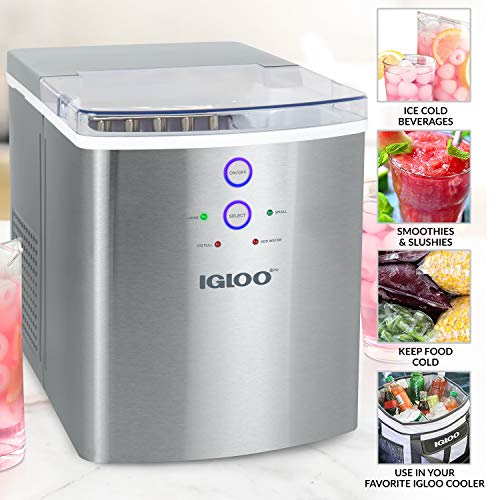 Igloo Electric Countertop Ice Maker Machine - Automatic and Portable - 33 Pounds in 24 Hours - Icecube Maker - Plastic Scoop and Basket