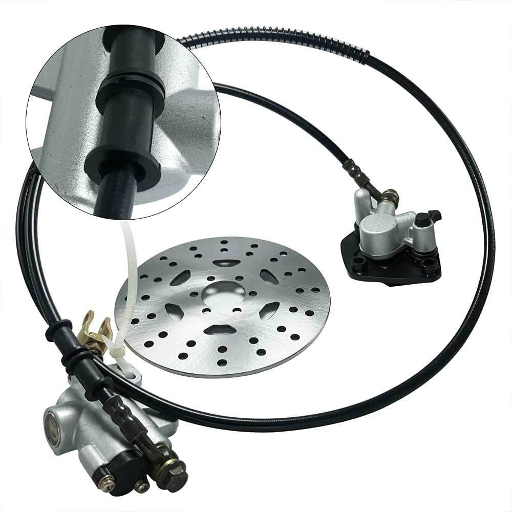 Rear Brake Caliper Assembly Rear Brake Disc For 50-125cc Go-kart Atvs w/1.55m Hose Pack of 2