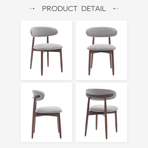 COLAMY Wooden Dining Chairs Set of 4, Modern Fabric Upholstered Dining Room Chair, Farmhouse Kitchen Chairs with Foot Pegs, Green