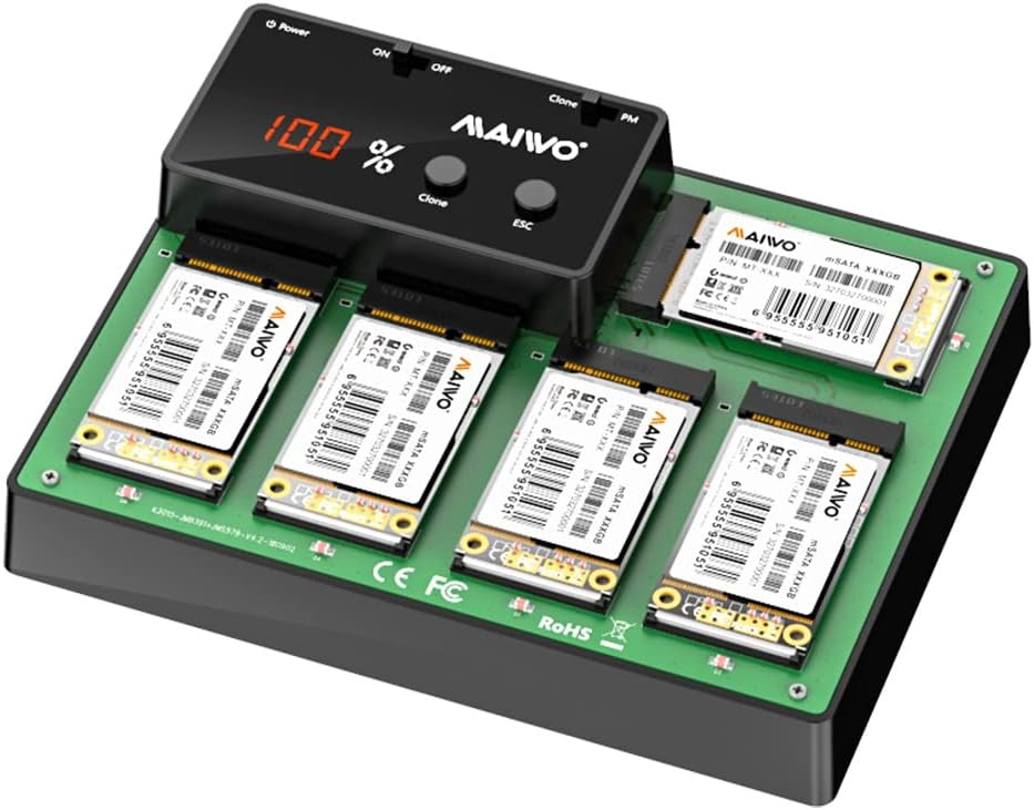 MAIWO K3016S 2 Bay m.2 SATA Docking Station, Tool-Free Type C to SATA SSD External Hard Drive Enclosure for B + M Key