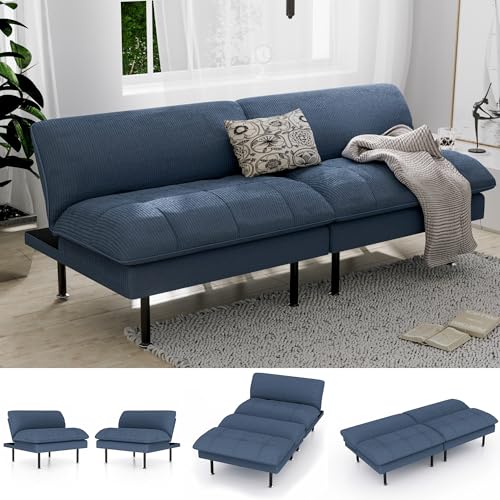 70" Futon Sofa Bed, 4 in 1 Multi-Function Couch Sleeper with Adjustable Backrest, Modern Convertible Futon, Recliner Small Loveseat for Living Room