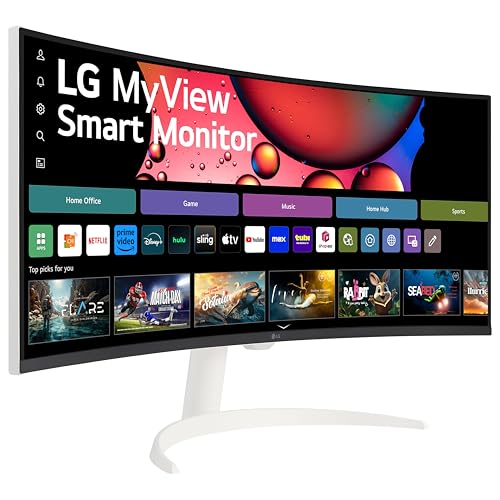 LG 34SR63QA-W 34 inch Smart Curved Monitor with Streaming TV, QHD 1440p, UltraWide Screen, USB Type-C 65W PD, 1800R, webOS, HDR10, 100Hz
