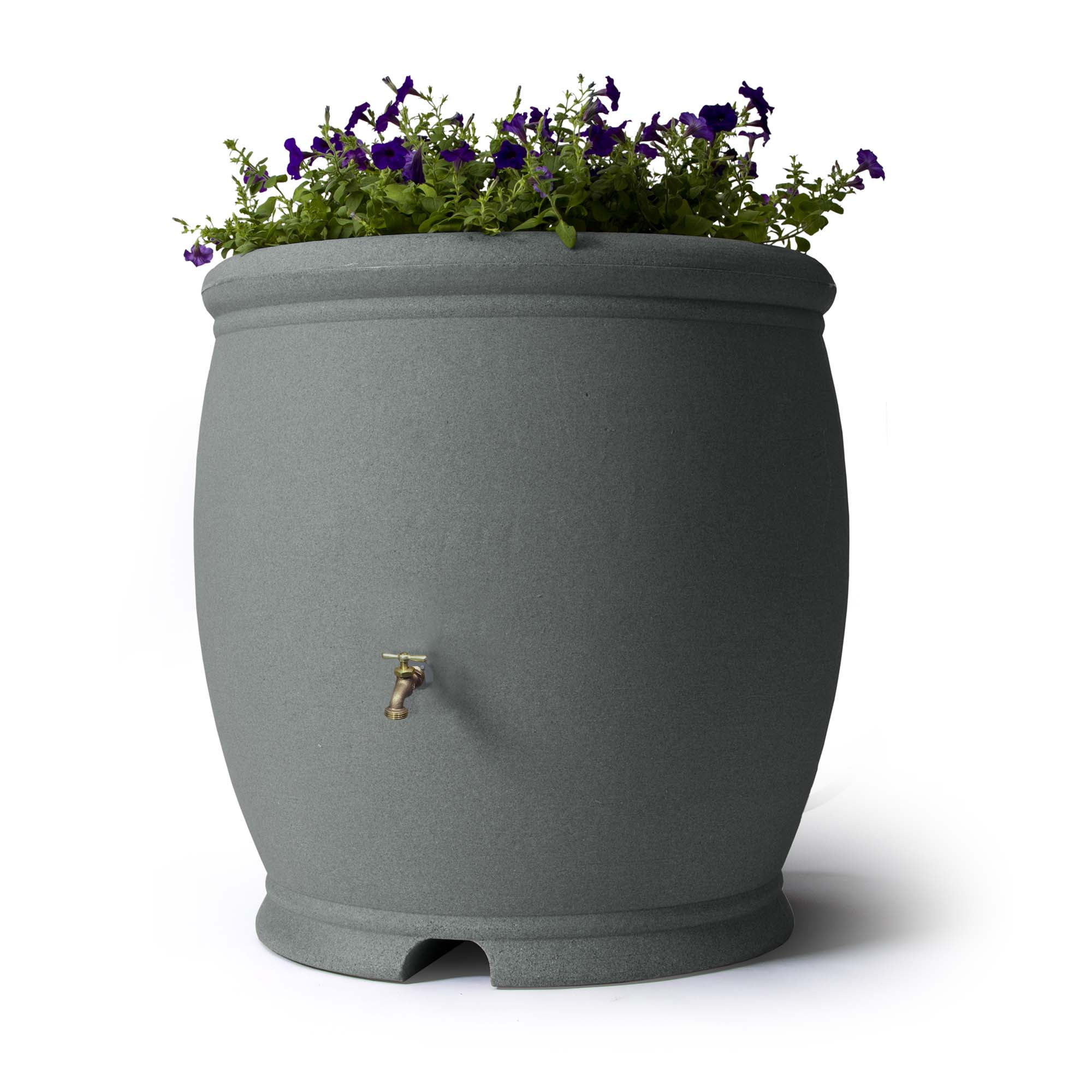 Algreen Barcelona 100 Gallon Rain Water Collection Barrel, Charcoal Stone - Curated Treasures Market