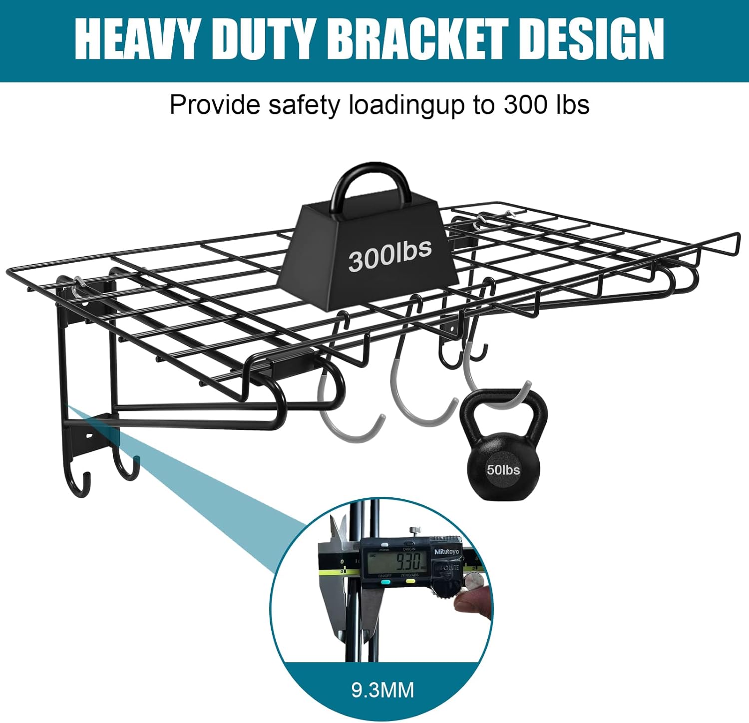 Garage Wall Shelving,2-Pack 1.5x3 ft,Includes 6 Bike Hooks,Garage Wall-Mounted Shelving,Garage Wall Shelving Heavy Duty
