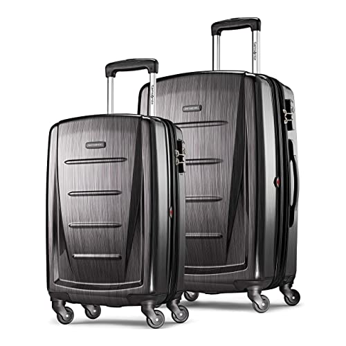 Samsonite Winfield 2 Hardside Expandable Luggage with Spinner Wheels, Brushed Anthracite, Checked-Large 28-Inch