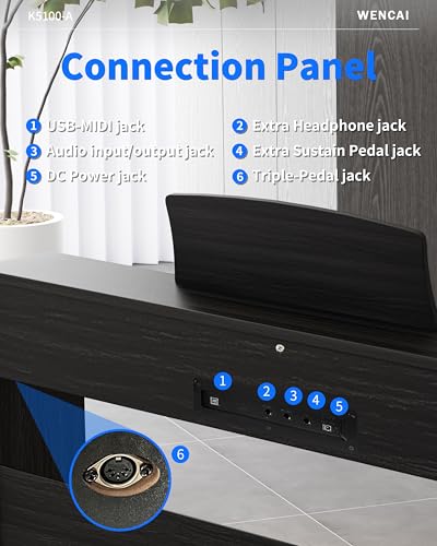 88 Keys Digital Piano Hammer Action Weighted Keyboard Piano, Full Size Upright Electric Piano, Wooden Electronic Piano for Beginner Professional