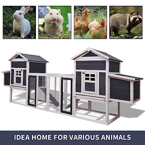 Outdoor Chicken Coop for 8 Chickens, 2025Upgraded Portable Wooden Hen House with Nesting Boxes, Chicken House, Chicken Run Cage