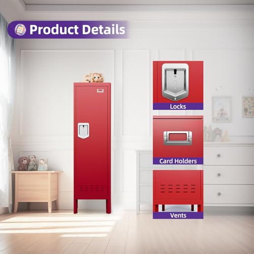 Metal Cabinet Home Office Storage,Lockers,Lockable Employees Metal Locker with Door,54" Height Steel Locker,Lockable Steel Locker for Gym,School,Home