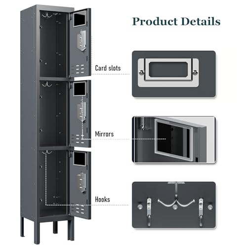 Metal Locker with 5 Doors,Lockers for Employees,66'' Steel Storage Locker for School,Gym, Office, Office,Garage
