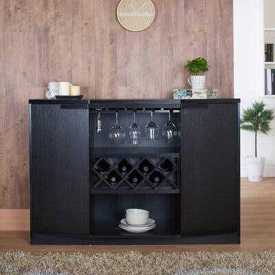 Isabell Bar with Wine Storage Wade Logan Color: Black